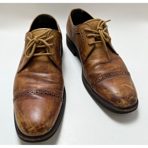 TOD\'S Men\'s Leather Oxford Shoes With Brogue Detailing Golden Brown Size 8.5 main image 7